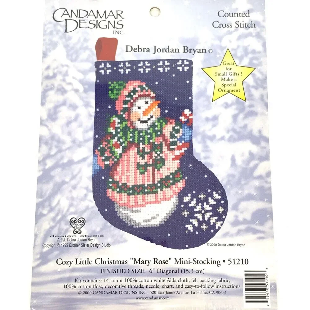 Candamar Designs Cross Stitch New 51210 Cozy Little Christmas Mini Stocking Kit